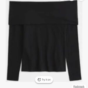 Abercrombie & Fitch Black Tuckable Off-Shoulder Blouse